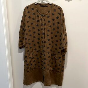 Gudrun Sjoden Brown tunic with black design, Large